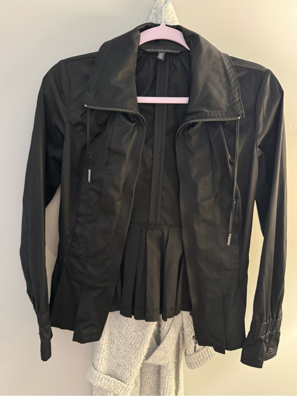 White House Black Market Black Zip-Front Utility Jacket